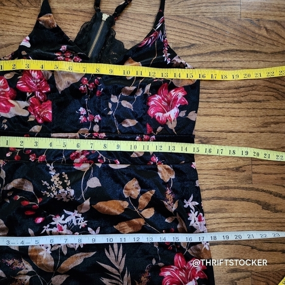 Venus brown velvet floral print dress - Picture 5 of 7